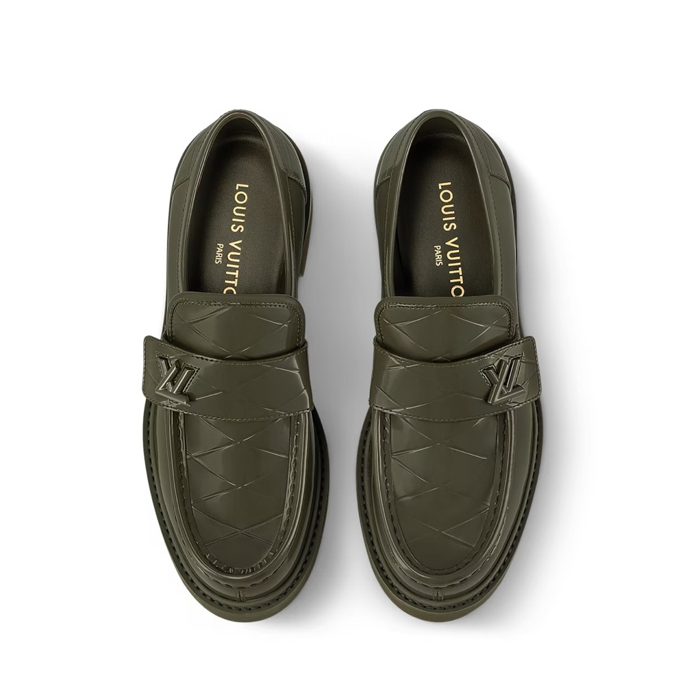 EUC Louis Vuitton Academy Flat Loafer, Khaki (Green), SIZE: 37